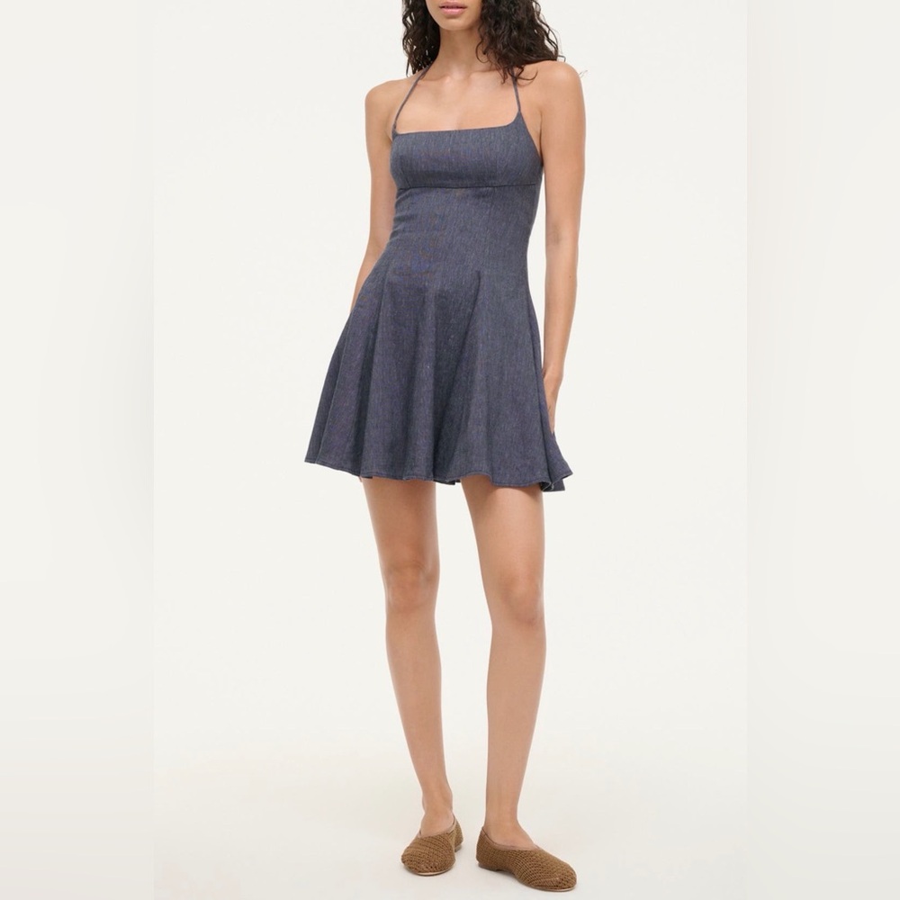 NWT STAUD Leone Linen Blend Halter Dress - size 14